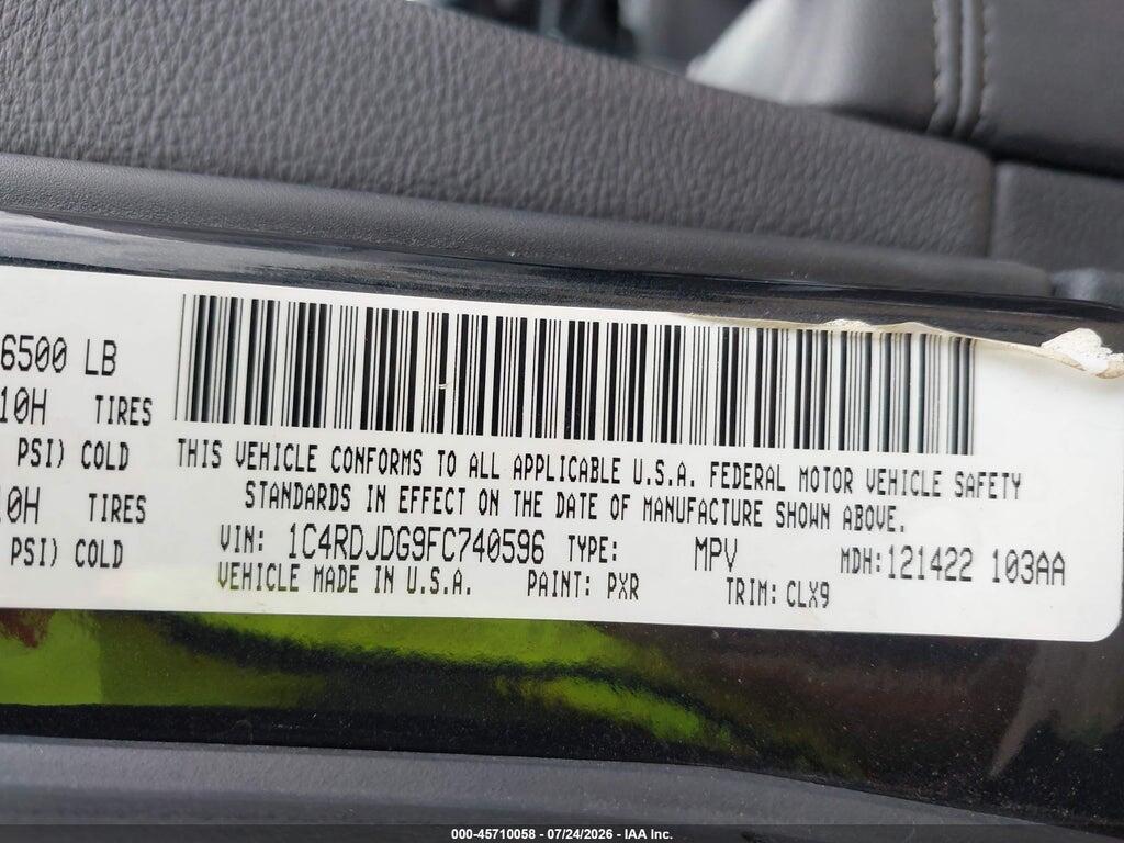 1C4RDJDG9FC740596 2015 DODGE DURANGO photo no. 9