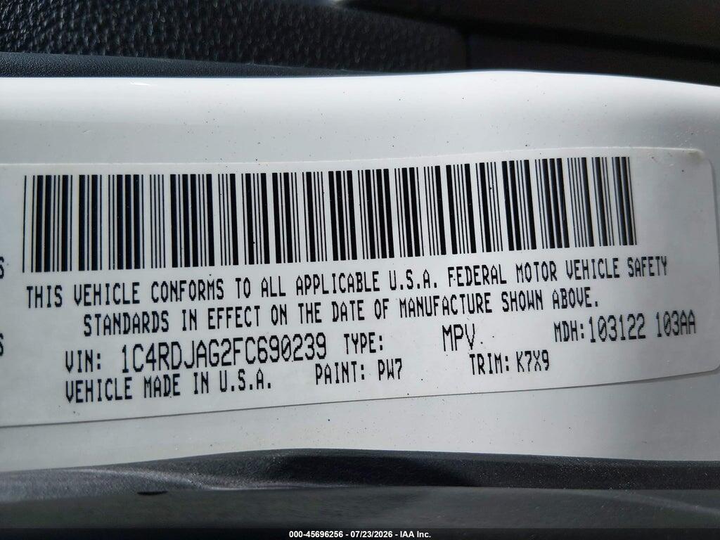 1C4RDJAG2FC690239 2015 DODGE DURANGO photo no. 9