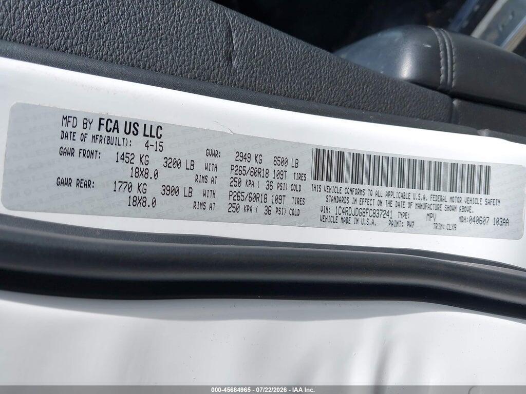 1C4RDJDG8FC837241 2015 DODGE DURANGO photo no. 9