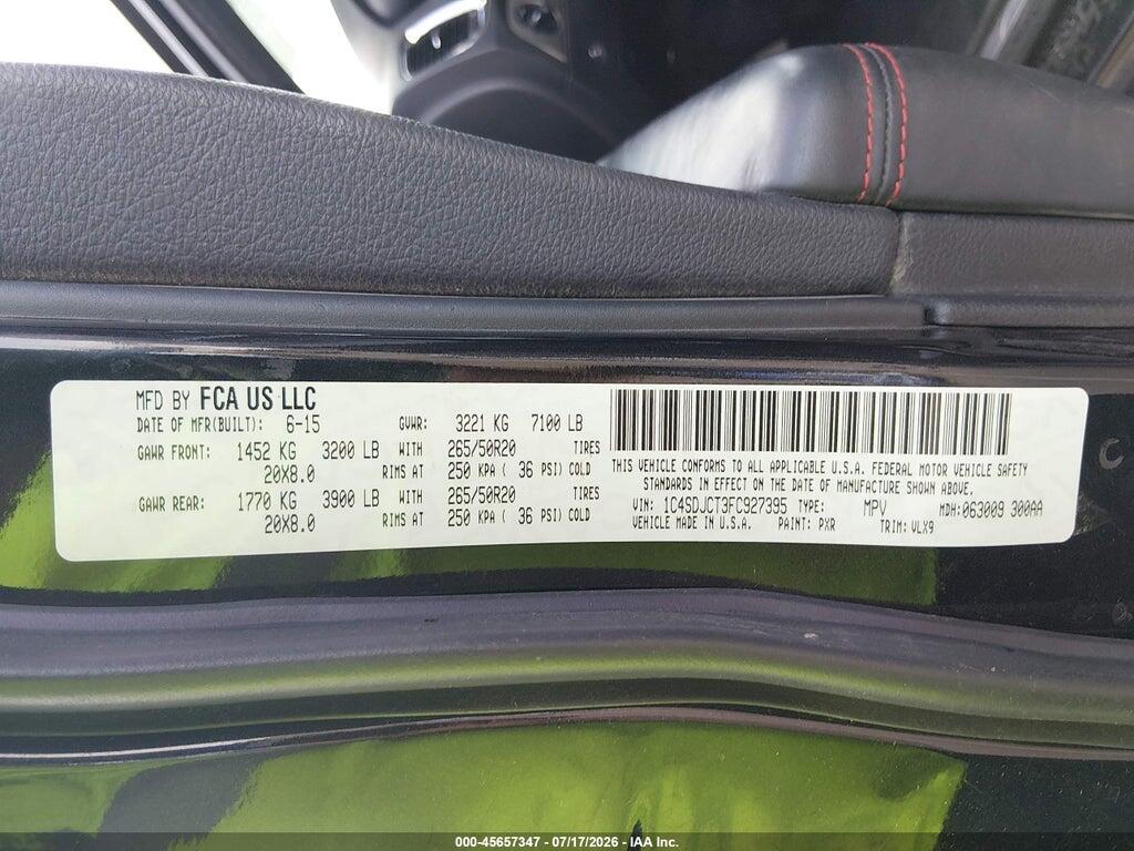 1C4SDJCT3FC927395 2015 DODGE DURANGO photo no. 9