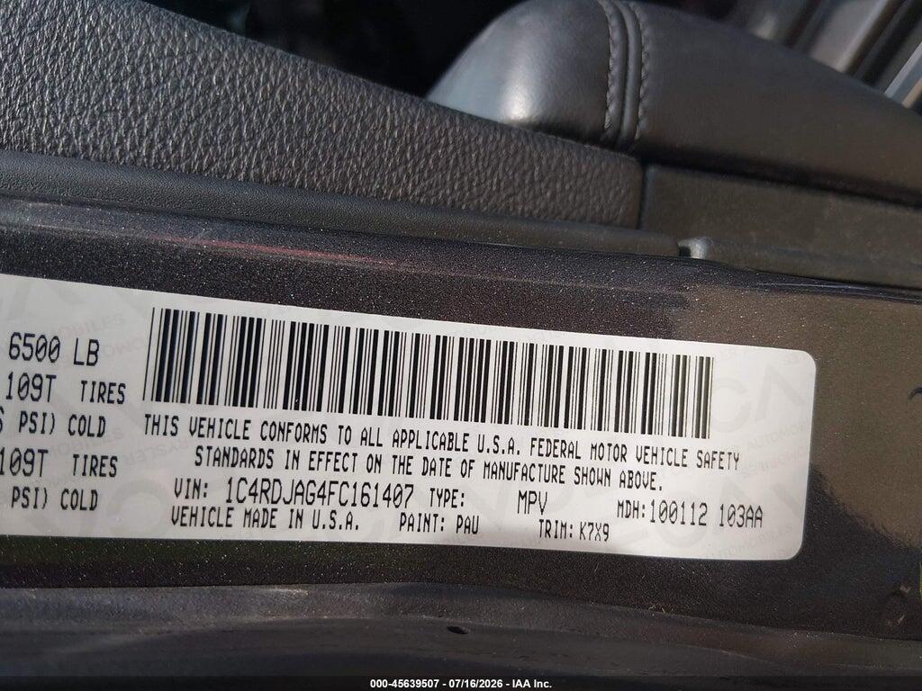 1C4RDJAG4FC161407 2015 DODGE DURANGO photo no. 9