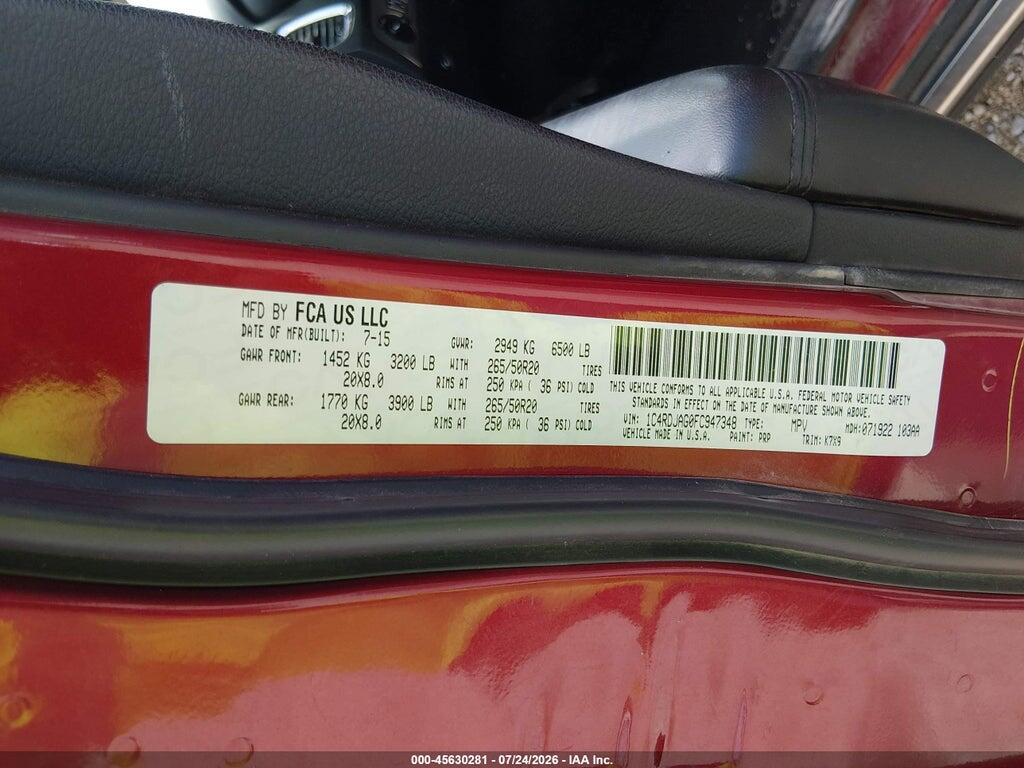 1C4RDJAG0FC947348 2015 DODGE DURANGO photo no. 9
