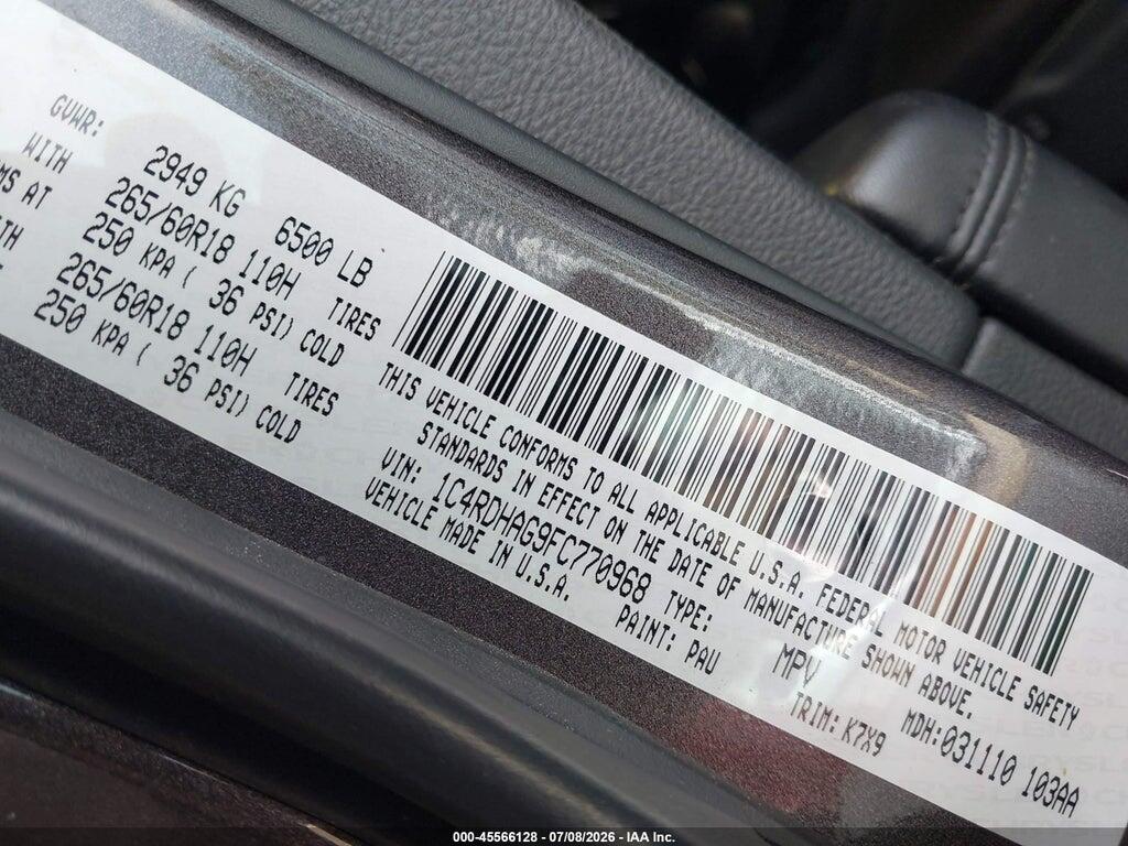 1C4RDHAG9FC770968 2015 DODGE DURANGO photo no. 9