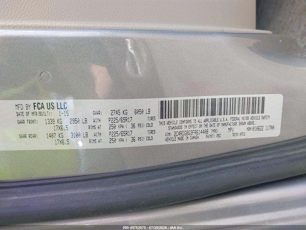 2C4RDGBG3FR614408 2015 DODGE GRAND CARAVAN photo no. 9
