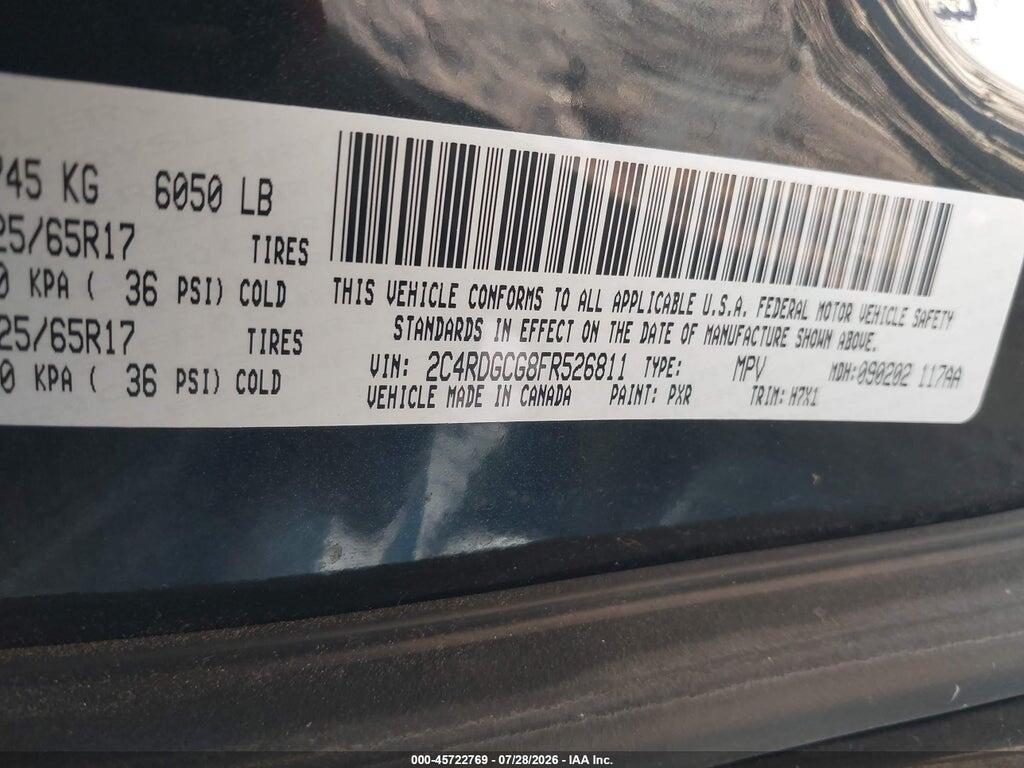2C4RDGCG8FR526811 2015 DODGE GRAND CARAVAN photo no. 9