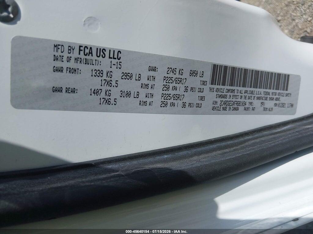 2C4RDGEGXFR681034 2015 DODGE GRAND CARAVAN photo no. 9
