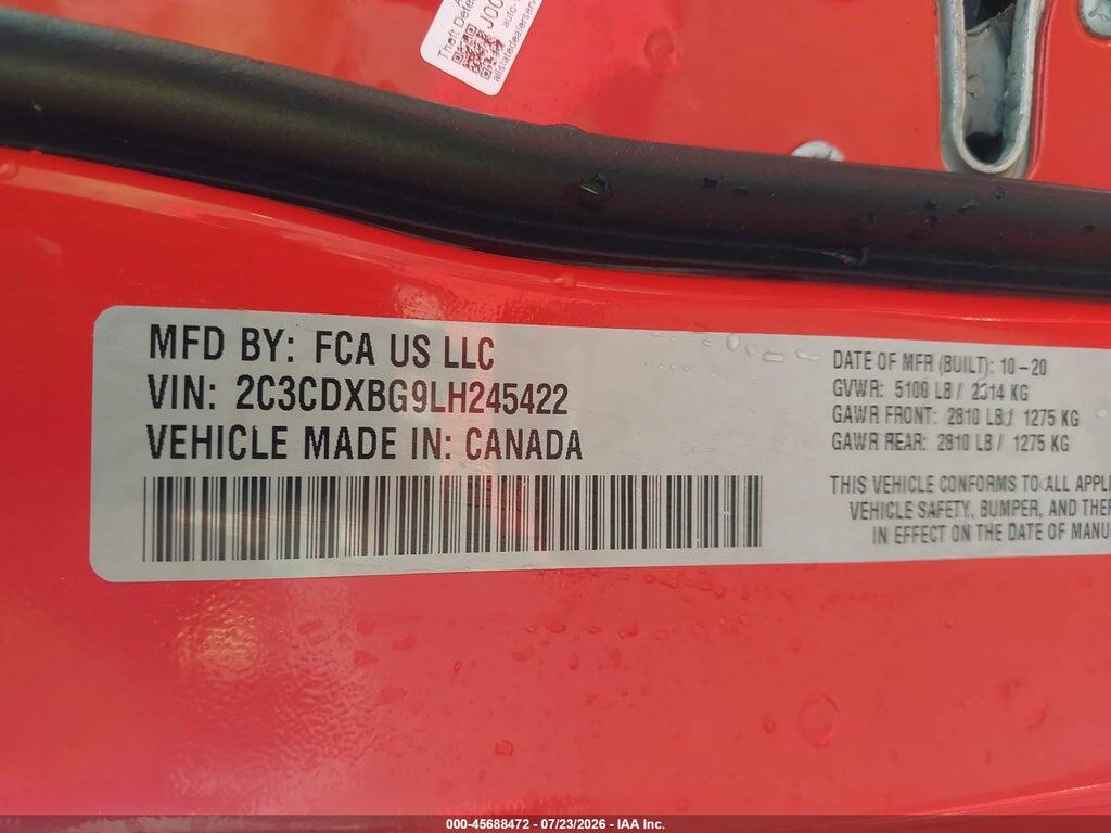 2C3CDXBG9LH245422 2020 DODGE CHARGER photo no. 9