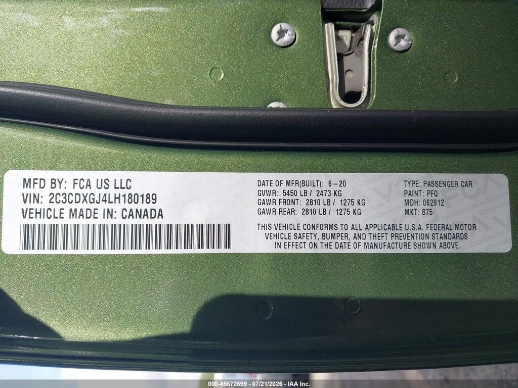 2C3CDXGJ4LH180189 2020 DODGE CHARGER photo no. 9