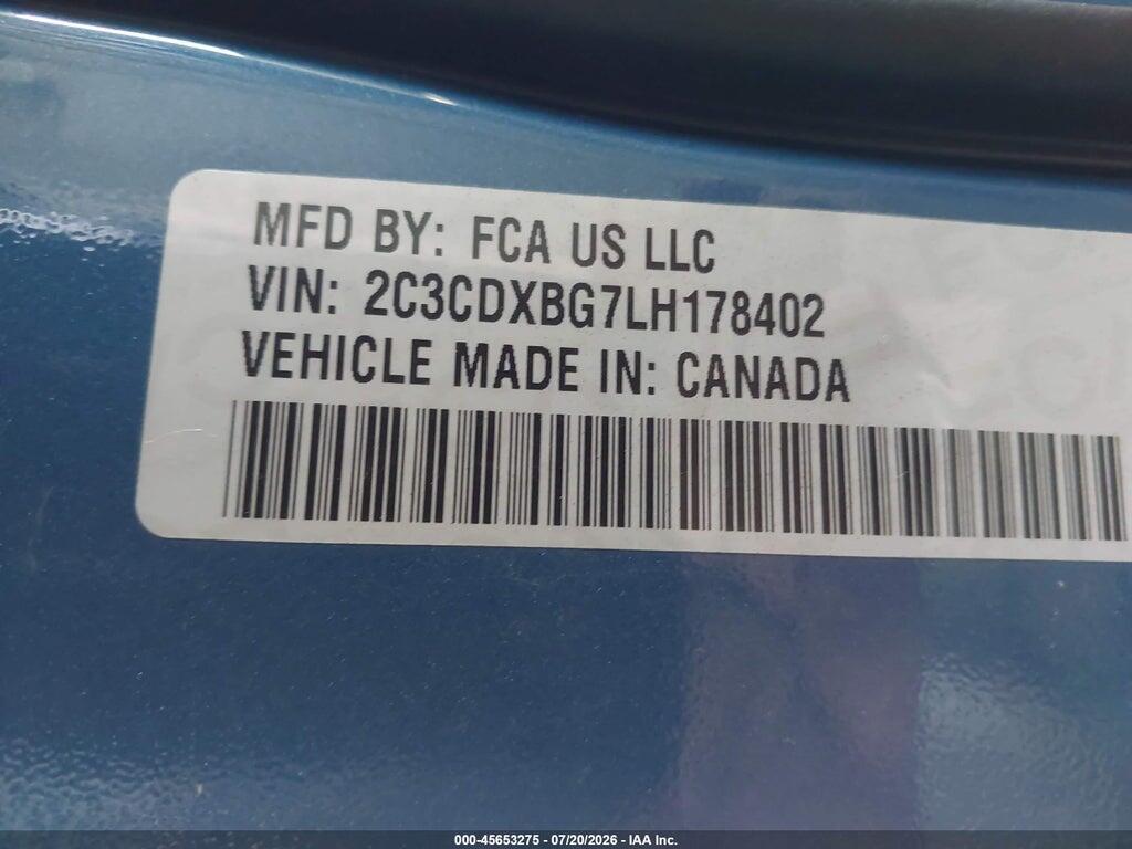 2C3CDXBG7LH178402 2020 DODGE CHARGER photo no. 9