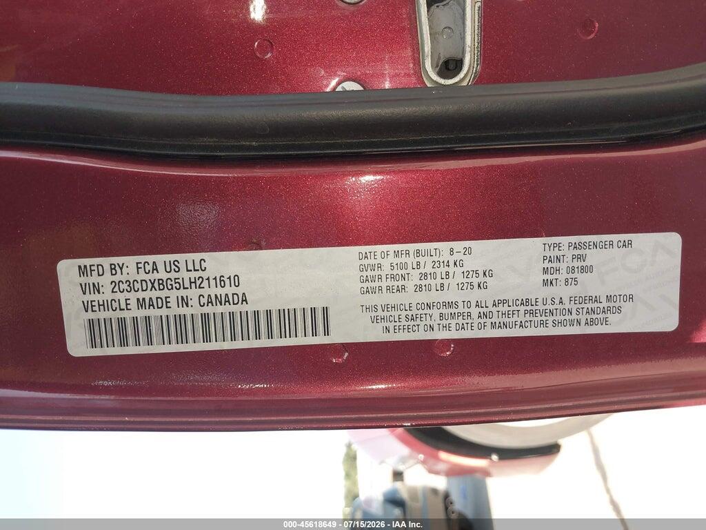 2C3CDXBG5LH211610 2020 DODGE CHARGER photo no. 9