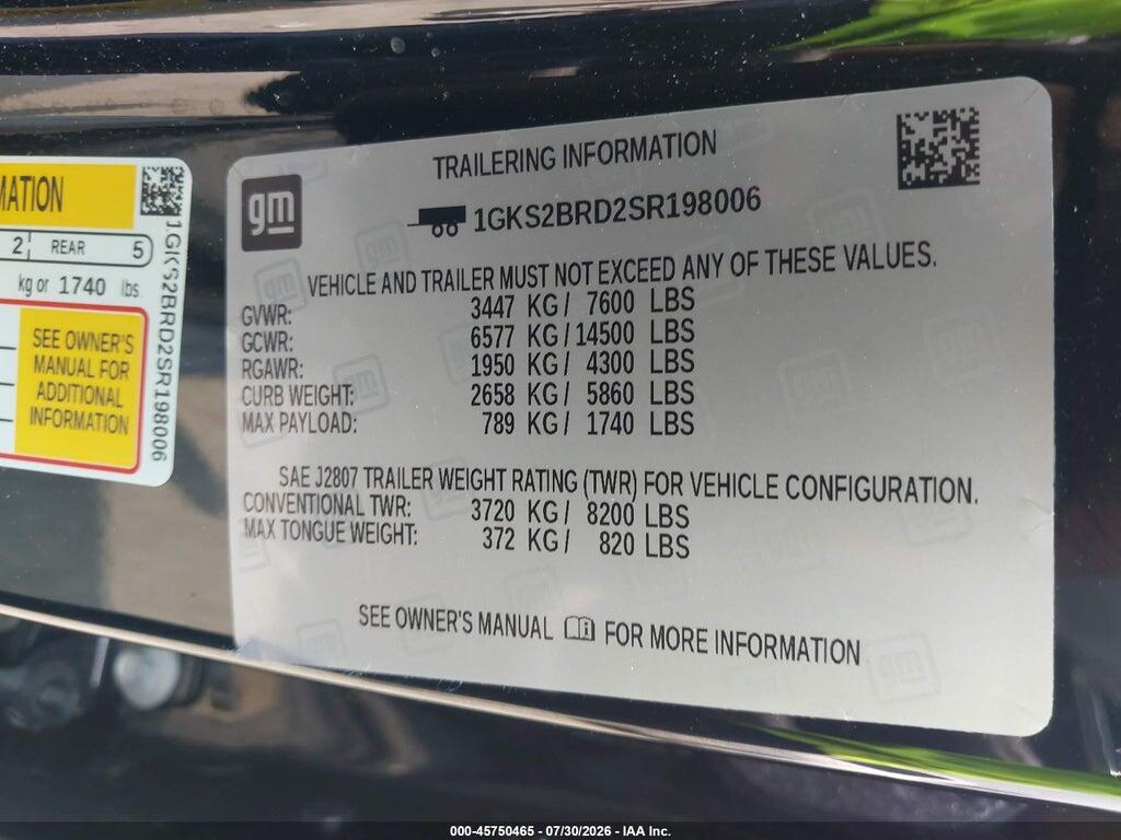 1GKS2BRD2SR198006 2025 GMC YUKON photo no. 9