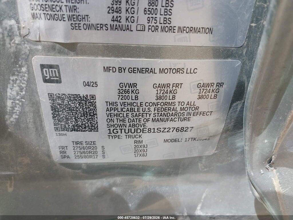 1GTUUDE81SZ276827 2025 GMC SIERRA 1500 photo no. 9