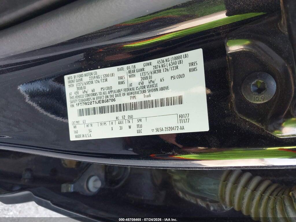 1FT7W2BT5JEB68706 2018 FORD F-250 photo no. 9