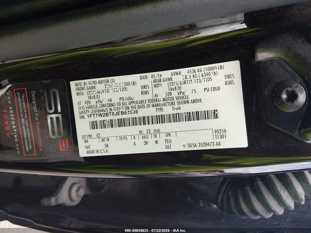 1FT7W2BT8JEB64536 2018 FORD F-250 photo no. 9
