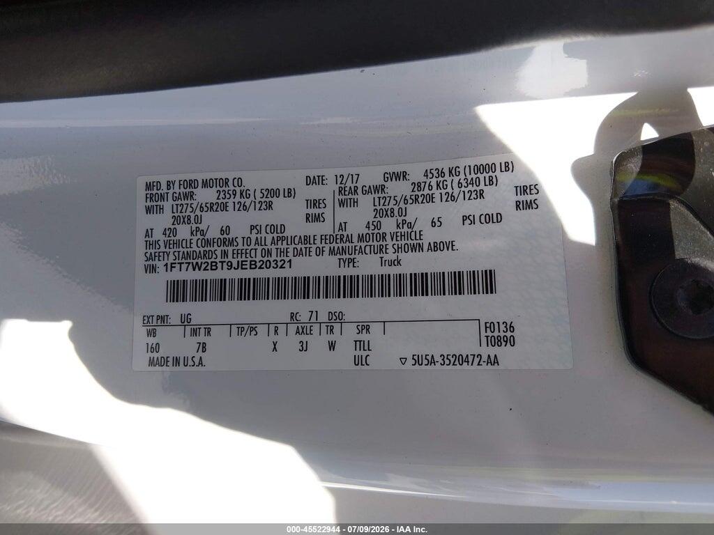 1FT7W2BT9JEB20321 2018 FORD F-250 photo no. 9