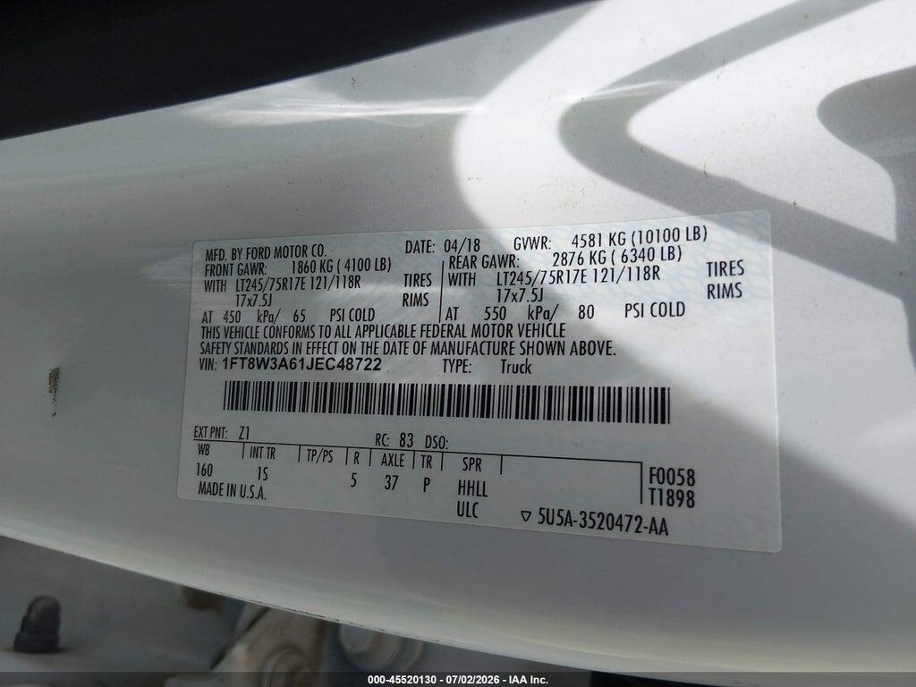 1FT8W3A61JEC48722 2018 FORD F-350 photo no. 9