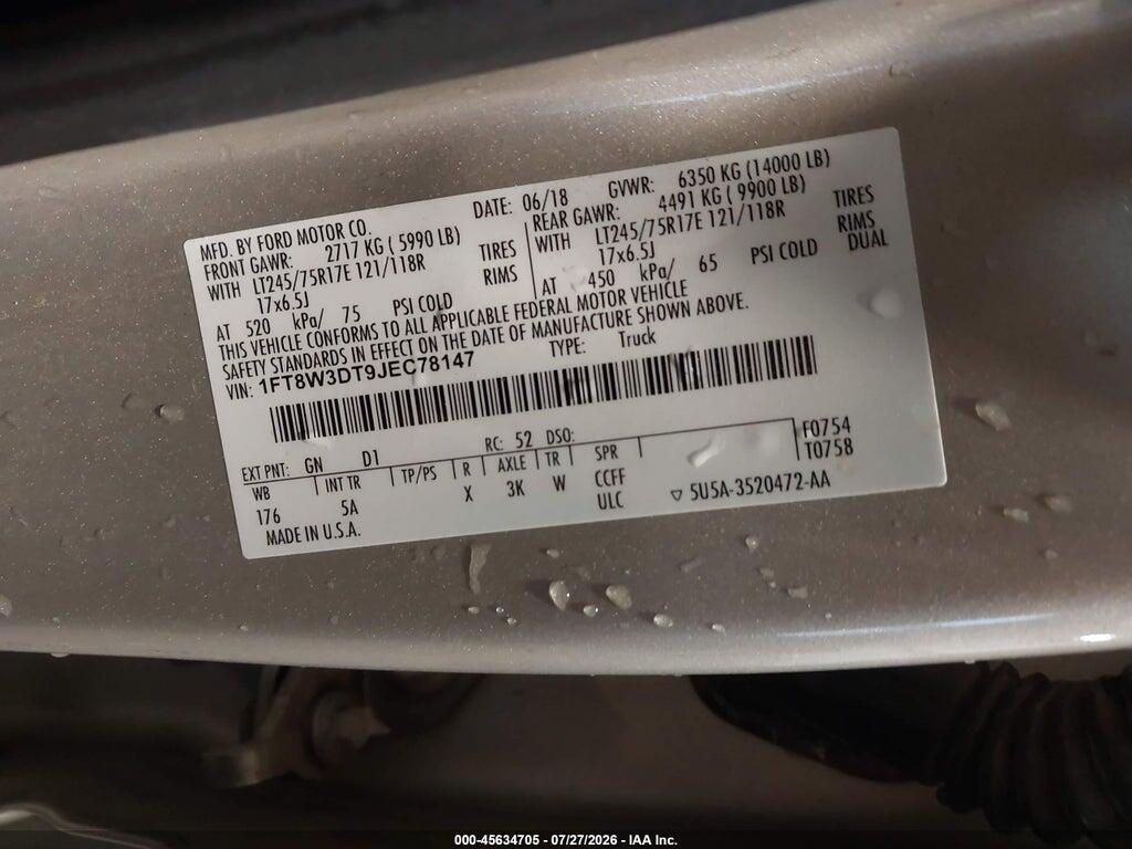 1FT8W3DT9JEC78147 2018 FORD F-350 photo no. 9