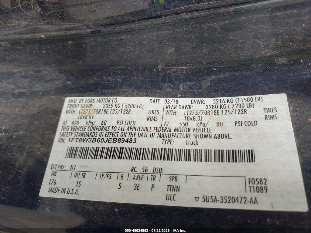 1FT8W3B60JEB89483 2018 FORD F-350 photo no. 9