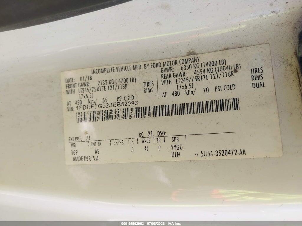 1FDRF3G62JEB52993 2018 FORD F-350 CHASSIS photo no. 9