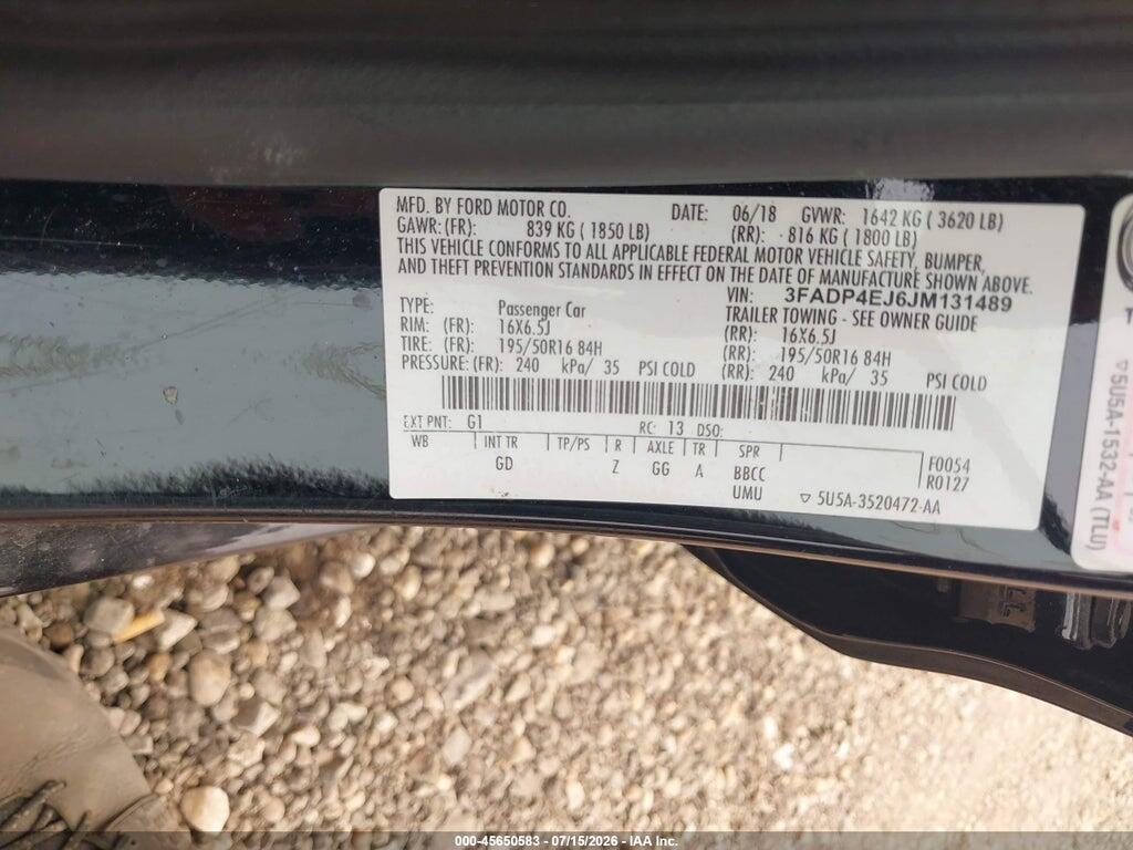 3FADP4EJ6JM131489 2018 FORD FIESTA photo no. 9