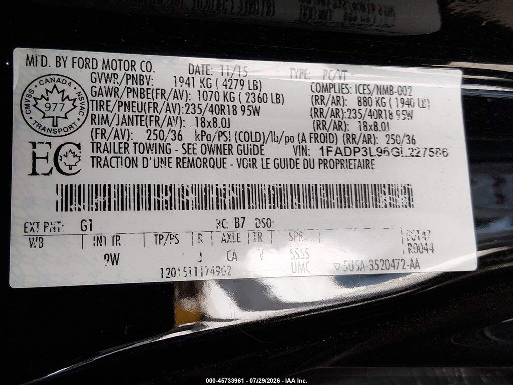 1FADP3L96GL227586 2016 FORD FOCUS ST photo no. 9