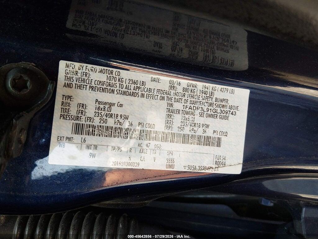 1FADP3L91GL309743 2016 FORD FOCUS ST photo no. 9