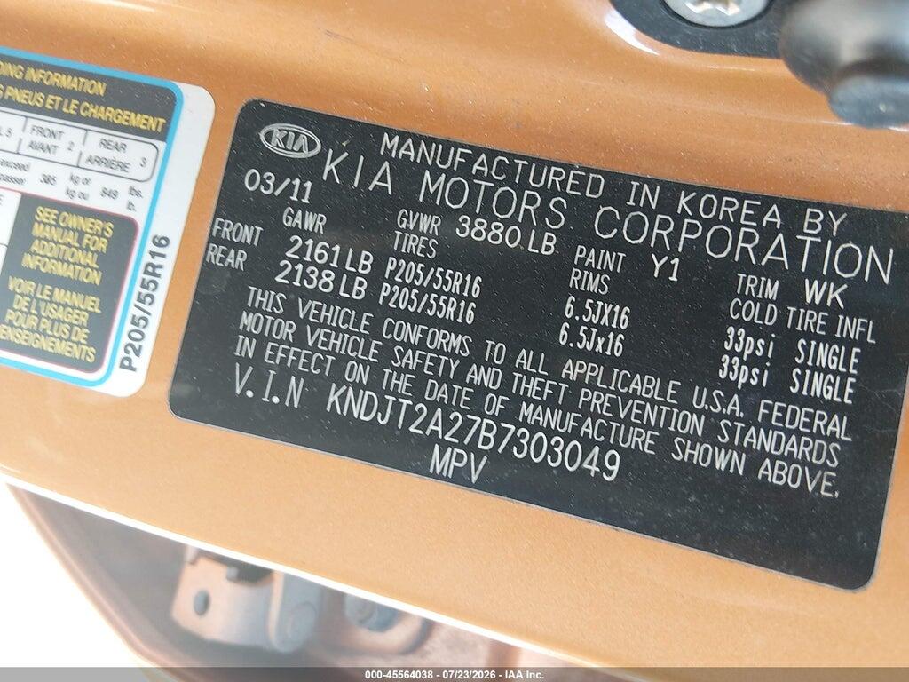 KNDJT2A27B7303049 2011 KIA SOUL photo no. 9