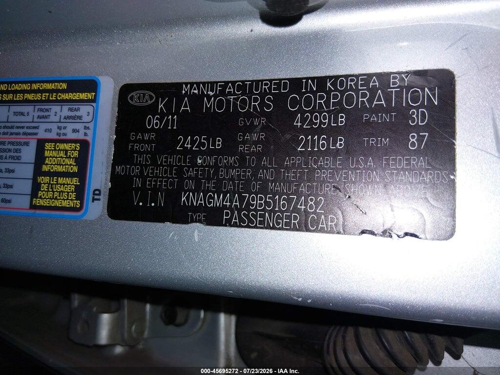 KNAGM4A79B5167482 2011 KIA OPTIMA photo no. 9