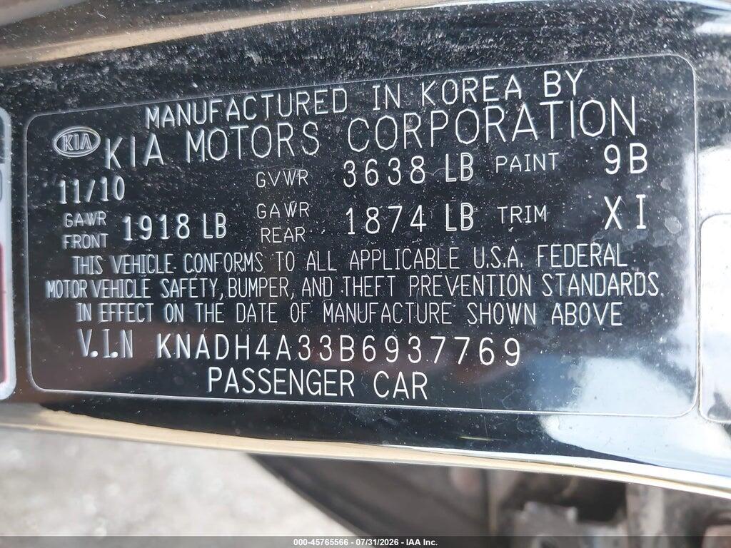 KNADH4A33B6937769 2011 KIA RIO photo no. 9