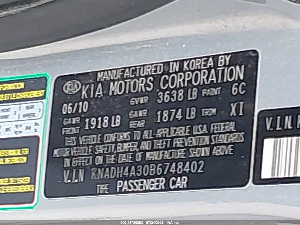 KNADH4A30B6748402 2011 KIA RIO photo no. 9