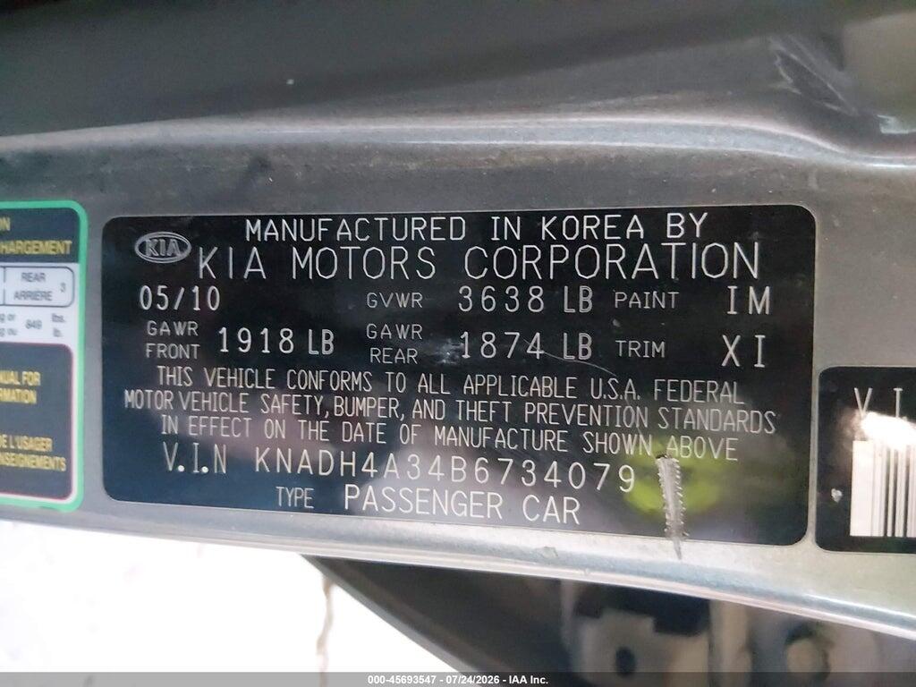 KNADH4A34B6734079 2011 KIA RIO photo no. 9