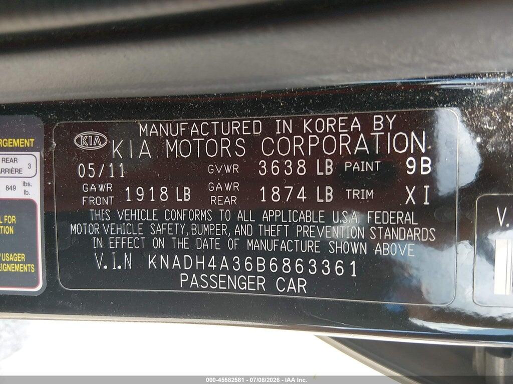 KNADH4A36B6863361 2011 KIA RIO photo no. 9