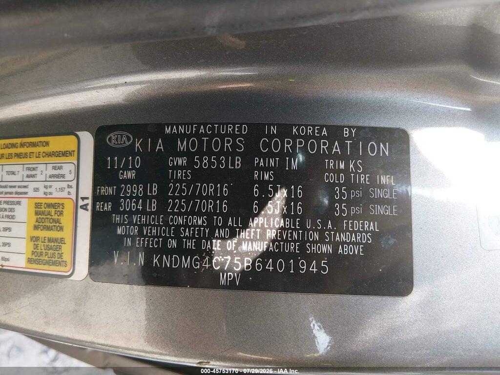 KNDMG4C75B6401945 2011 KIA SEDONA photo no. 9
