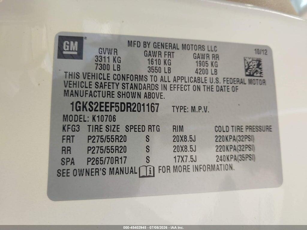 1GKS2EEF5DR201167 2013 GMC YUKON photo no. 9