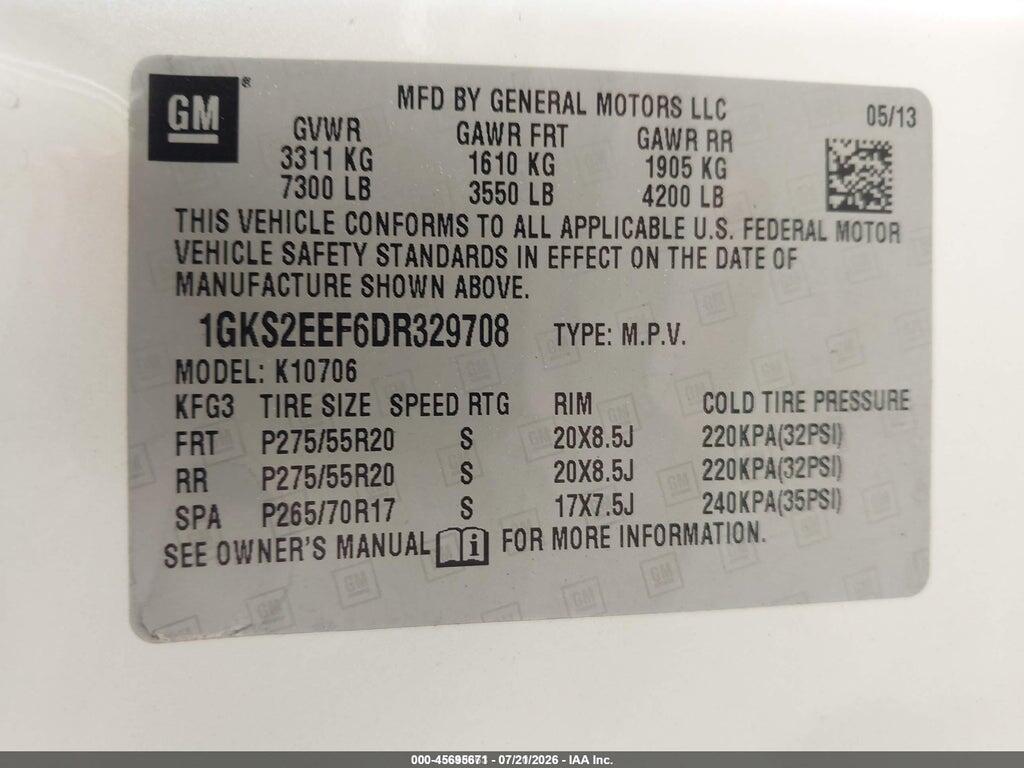 1GKS2EEF6DR329708 2013 GMC YUKON photo no. 9