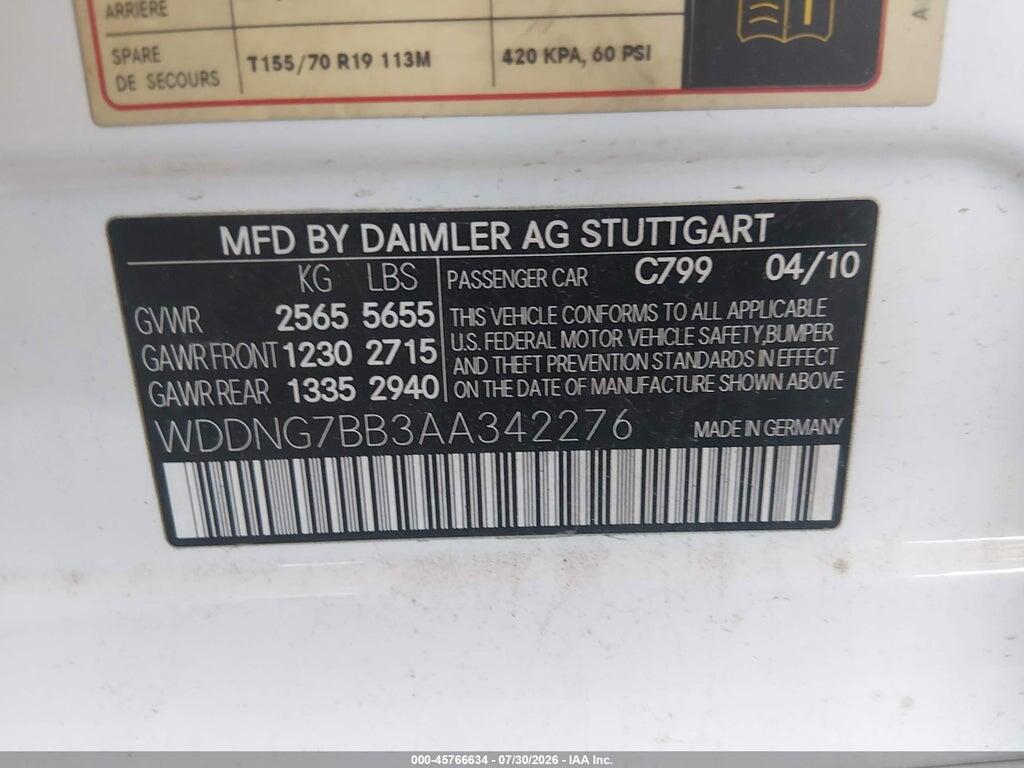 WDDNG7BB3AA342276 2010 MERCEDES-BENZ S 550 photo no. 9