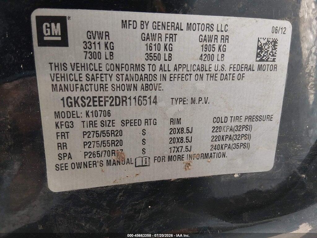 1GKS2EEF2DR116514 2013 GMC YUKON photo no. 9