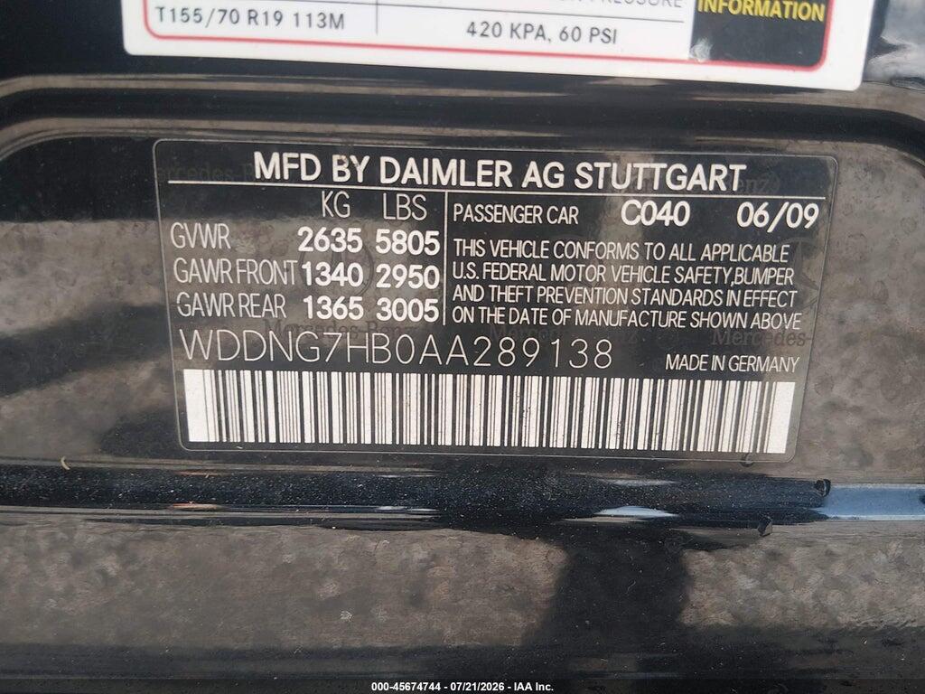 WDDNG7HB0AA289138 2010 MERCEDES-BENZ S 63 AMG photo no. 9