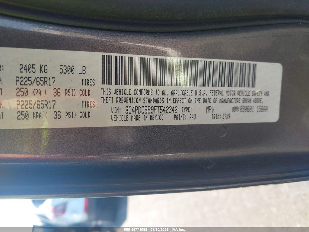 3C4PDCBB9FT542342 2015 DODGE JOURNEY photo no. 9