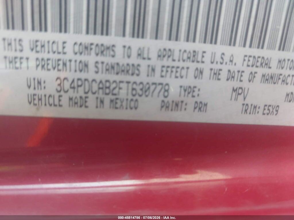 3C4PDCAB2FT630778 2015 DODGE JOURNEY photo no. 9