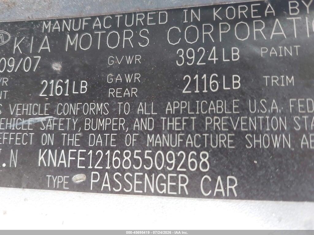 KNAFE121685509268 2008 KIA SPECTRA photo no. 9
