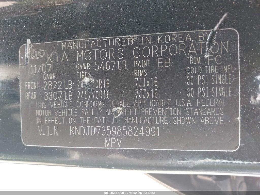 KNDJD735985824991 2008 KIA SORENTO photo no. 9