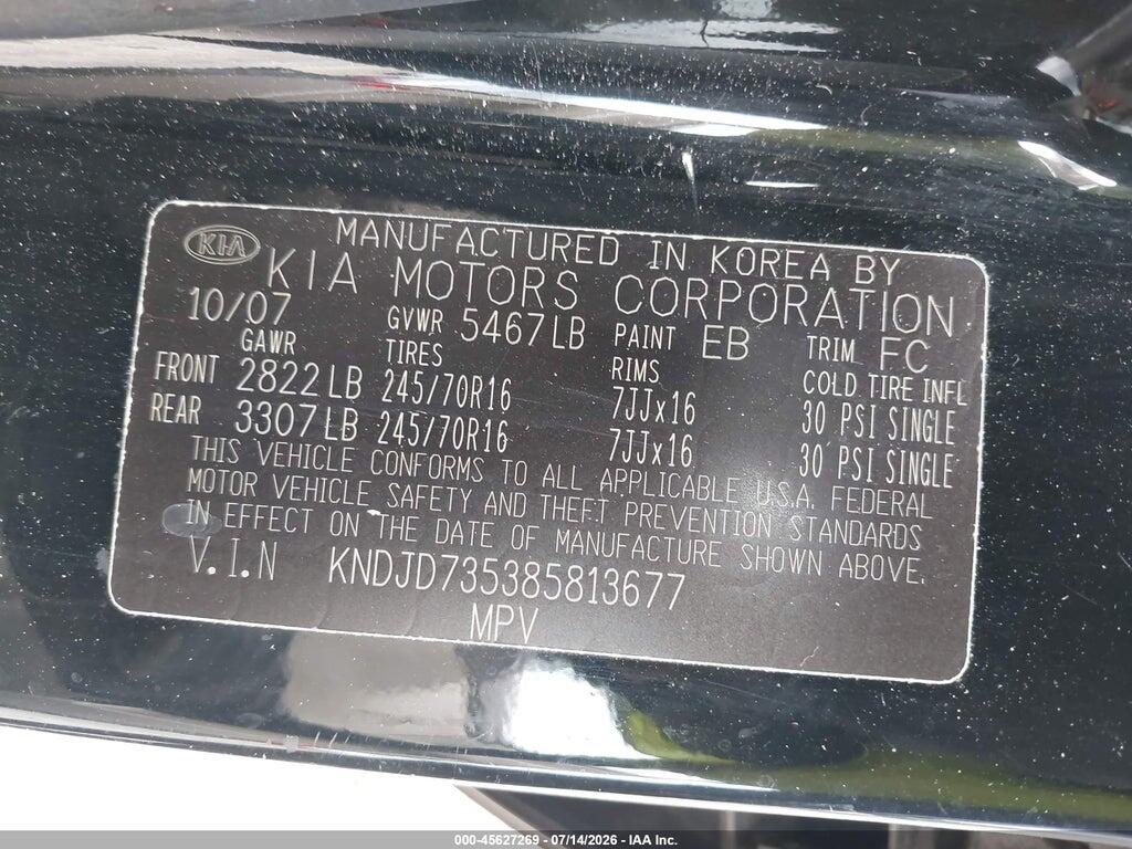 KNDJD735385813677 2008 KIA SORENTO photo no. 9