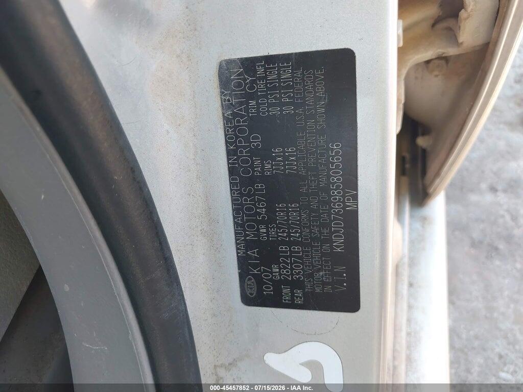 KNDJD736985805656 2008 KIA SORENTO photo no. 9