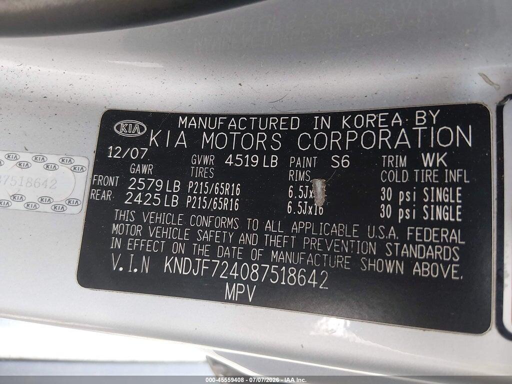 KNDJF724087518642 2008 KIA SPORTAGE photo no. 9