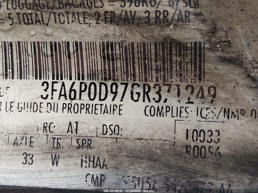 3FA6P0D97GR371249 2016 FORD FUSION photo no. 9