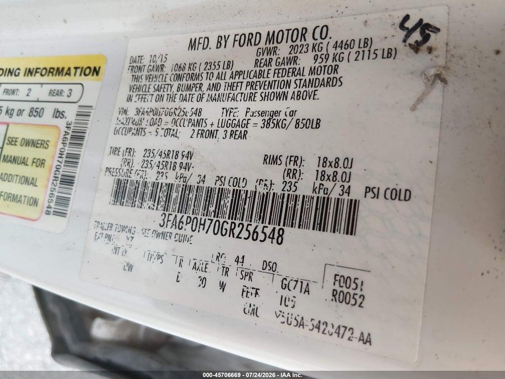 3FA6P0H70GR256548 2016 FORD FUSION photo no. 9