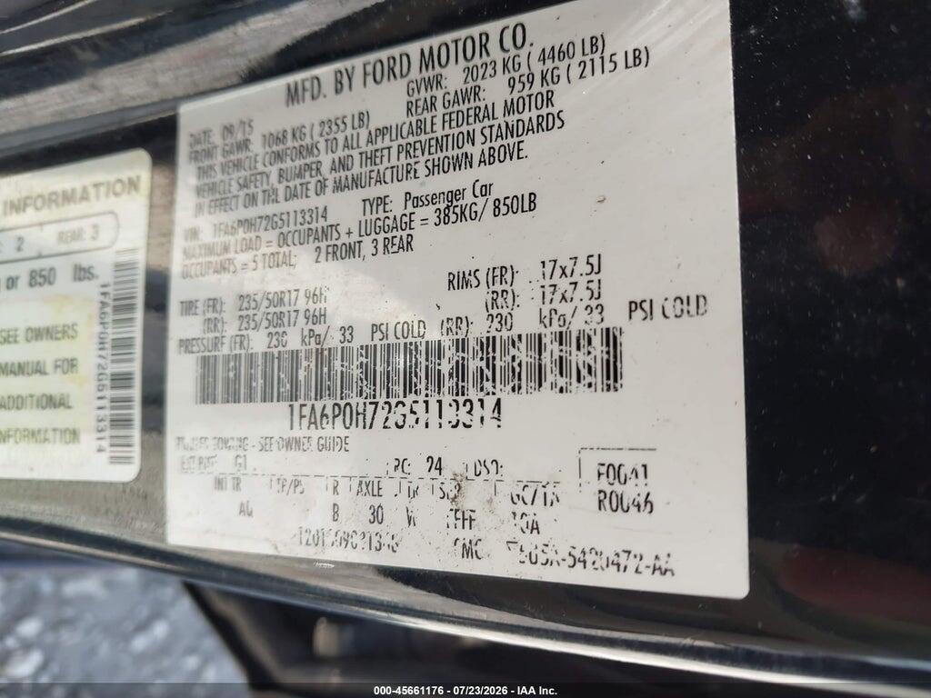 1FA6P0H72G5113314 2016 FORD FUSION photo no. 9