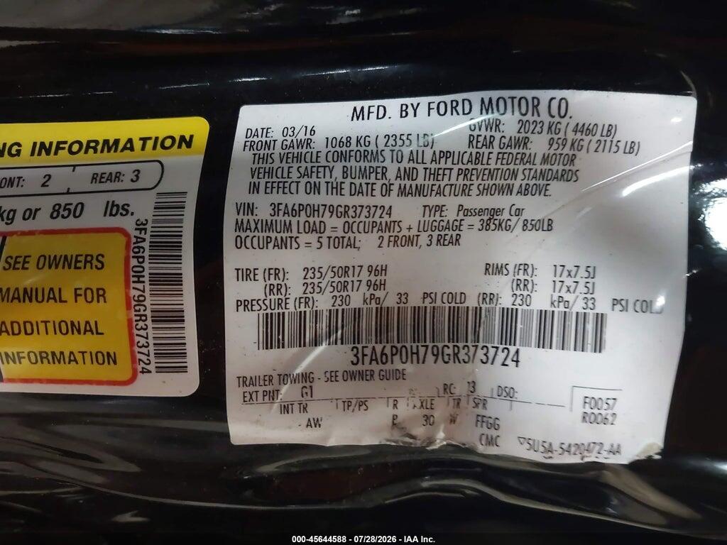 3FA6P0H79GR373724 2016 FORD FUSION photo no. 9