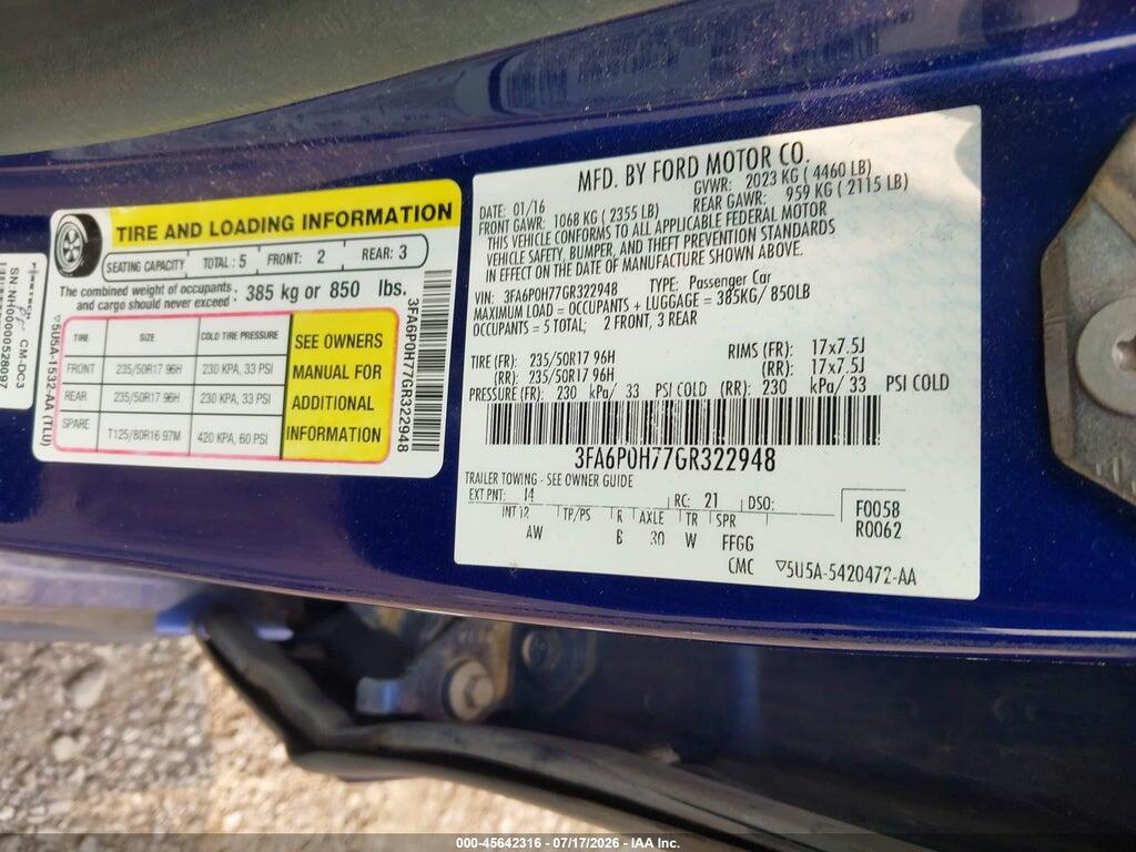 3FA6P0H77GR322948 2016 FORD FUSION photo no. 9